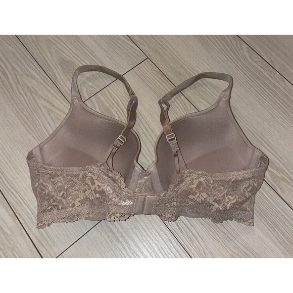 Calvin Klein F3274 Seductive Comfort Push Up Underwire Bra Padded Lace 34C Beige - Picture 4 of 7